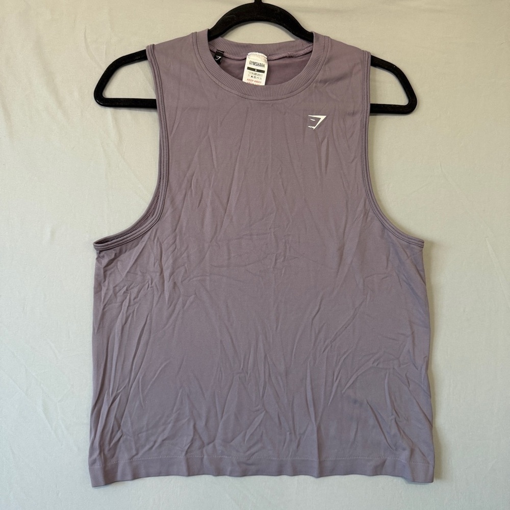 Gymshark Mens Critical Drop Arm Tank Top S Purple Gym Workout Sleeveless Logo